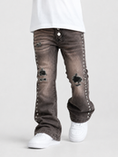 NOBLE Kids 'Studded' Premium Flared Denim in Taupe