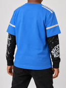 Elite Denim Kids 'Riches' Embellished Thermal Tee in Blue