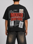 Mixed Emotion 'Lost Identity' S/S Rhinestone T-Shirt in Black