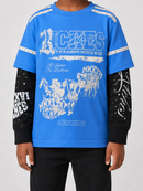 Elite Denim Kids 'Riches' Embellished Thermal Tee in Blue
