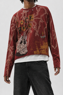 Kleep Agate S/N Jersey Long Sleeve Crop Top Tee In Red KT1880S