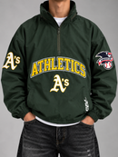 Pro Standard Oakland Athletics 'Pre Game' Zip Wind Jacket in Forest Green