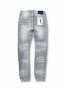 FRESH N FITTED 'Washed Up' grey denim jeans with a slim fit and distressed detailing.