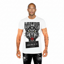 FRESH N FITTED white cotton lycra t-shirt with a graphic print of a snarling tiger and 'HARD TIGER' text.