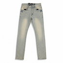 Waimea 'Flex' plain skinny denim jeans in dirty wash, showcasing the fit and denim fabric with visible stitching and five-pocket style.