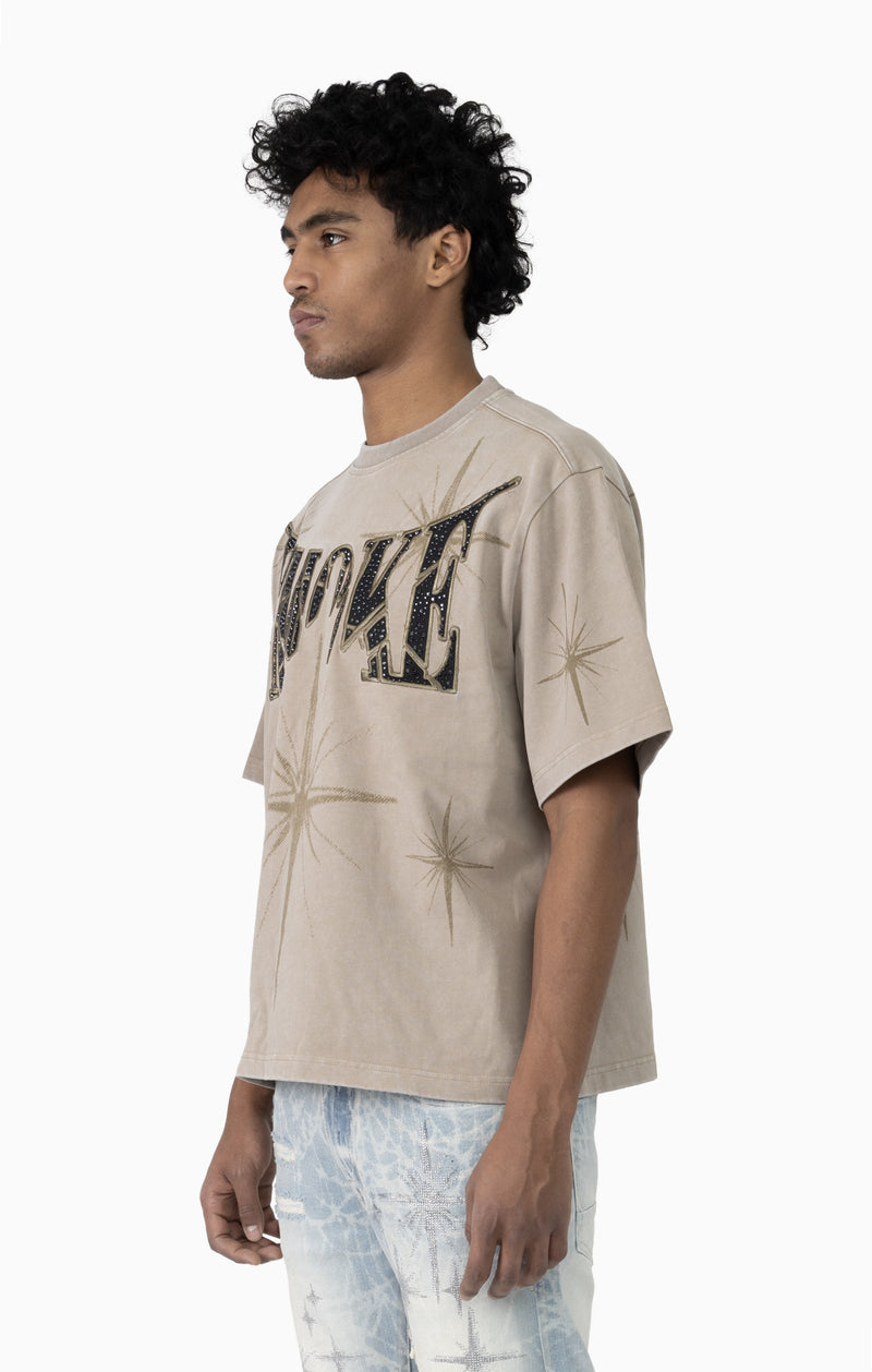 Smoke Rise 'Starry Smoke' Wide Crop Tee (Chipmunk) KT26S426