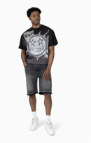 Smoke Rise Sun Bleached Effect Colored Shorts In Chaos Black TS26S130 - FRESH N FITTED